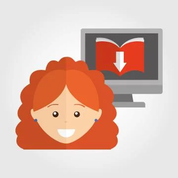 Person using an electronic book design Stock Illustration