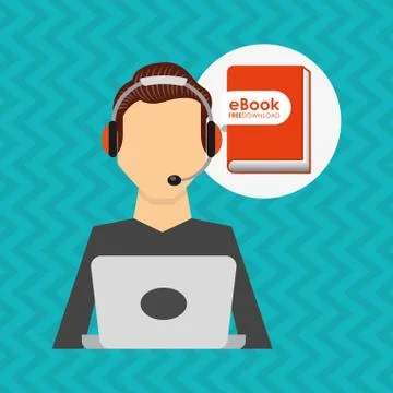 Person using an electronic book design Stock Illustration