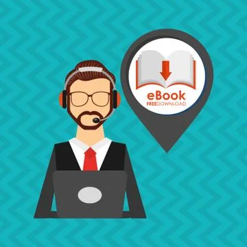 Person using an electronic book design Stock Illustration