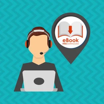 Person using an electronic book design Stock Illustration