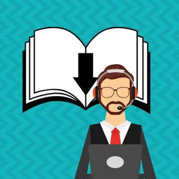 Person using an electronic book design Stock Illustration