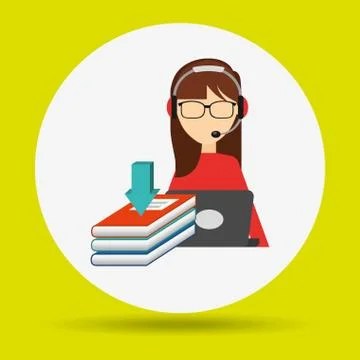 Person using an electronic book design Illustrazione stock