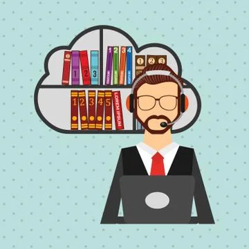 Person using an electronic book design Illustrazione stock