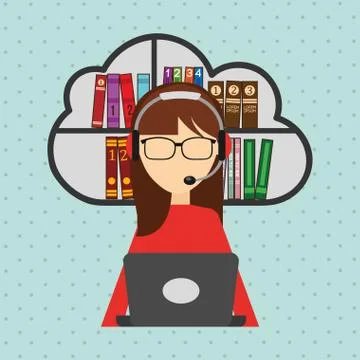 Person using an electronic book design Stock Illustration