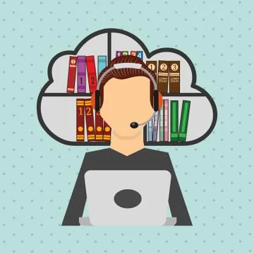 Person using an electronic book design Illustrazione stock