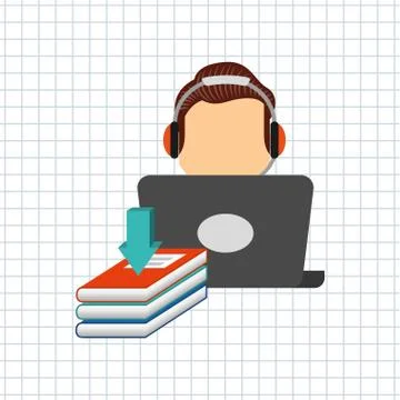 Person using an electronic book design 스톡 일러스트