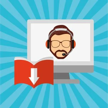Person using an electronic book design Illustrazione stock