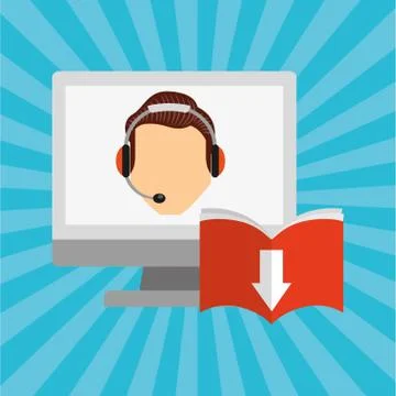 Person using an electronic book design Illustrazione stock