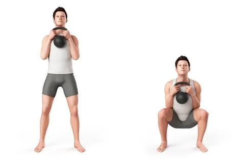 Person using kettlebell, illustration Stock Illustration