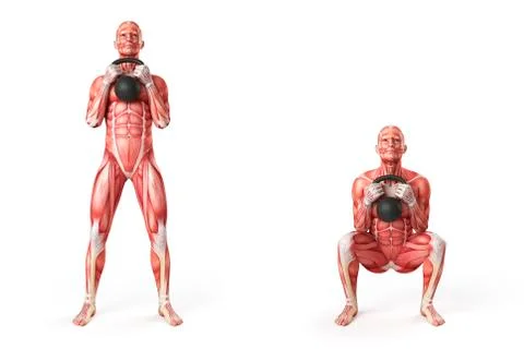 Person using kettlebell, illustration Stock Illustration