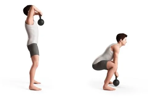Person using kettlebell, illustration Stock Illustration