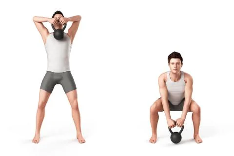 Person using kettlebell, illustration Stock Illustration