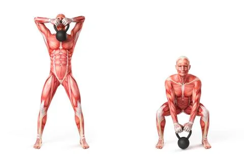Person using kettlebell, illustration Stock Illustration