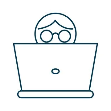 Person using laptop computer icon Illustrazione stock