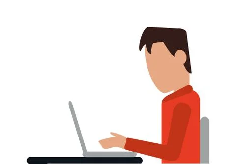 Person using laptop icon Stock Illustration