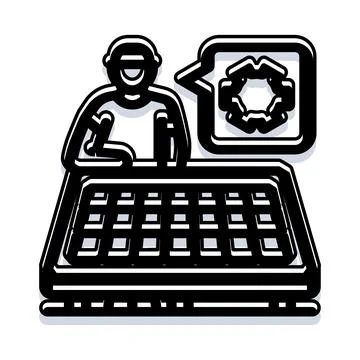 Person using laptop with innovation engineering icon イラスト素材