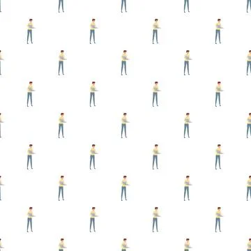 Person using laptop seamless pattern background 스톡 일러스트