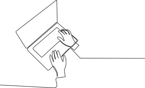 Person using a laptop with stylus Vector Stock Illustration