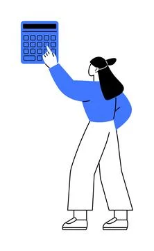 Person Using Large Calculator for Financial Calculations and Accounting Tasks Stock Illustration