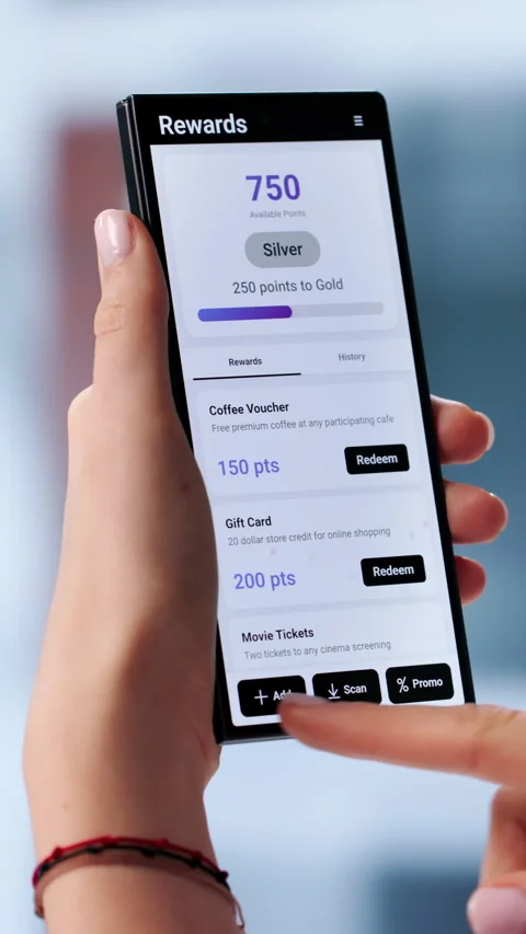 Person Using A Loyalty App On Phone Stock Footage 332911318
