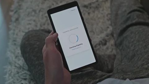 Person using mobile phone application for financial verification and online Stock Footage 341569102