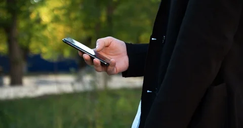 A Person Using Mobile Phone Side Mid Shot Stock Footage