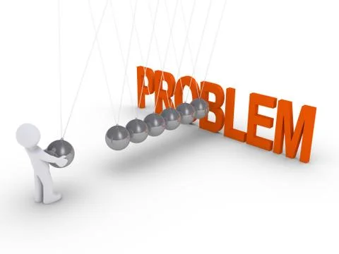 Person using Newton's cradle to overcome problem Stock Illustration