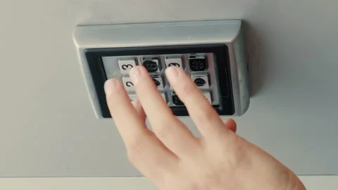 Person using numeric code to access to building. Pressing entrance code Stock Footage 238713783