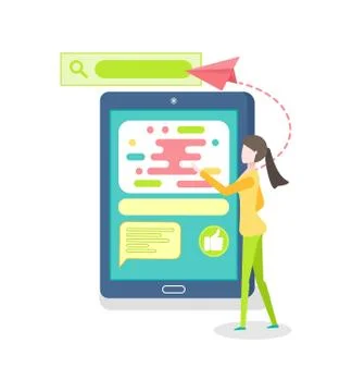 Person Using Online Smartphone, Tablet Vector Illustrazione stock