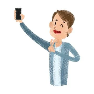 Person using phone icon image Illustrazione stock