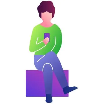 Person using phone vector icon isolated on white Stock Illustration