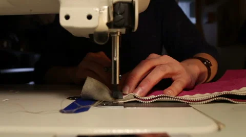 Person using sewing machine, point of view shot Stock Footage 40334307