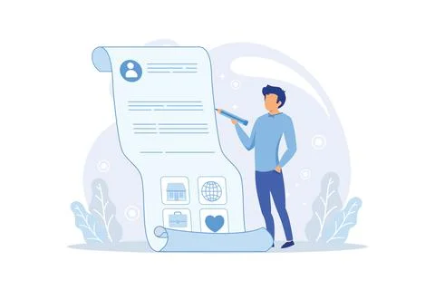 A person using a smartphone to fill out a registration form. registration, .. Stock Illustration