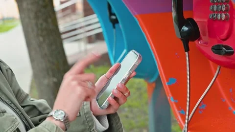 Person using smartphone but no connection, close-up of hand picking up receiver Stock Footage 339095719