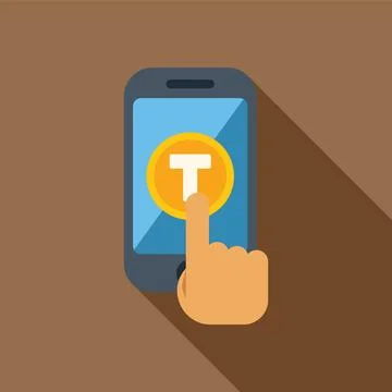 Person using smartphone for online transaction with tenge symbol Stock Illustration
