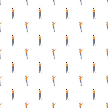 Person using smartphone seamless vector pattern background Stock Illustration