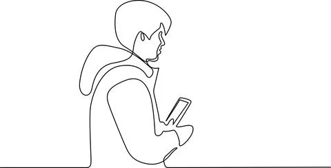 Person using smartphone while leaning forward Vector Stock Illustration
