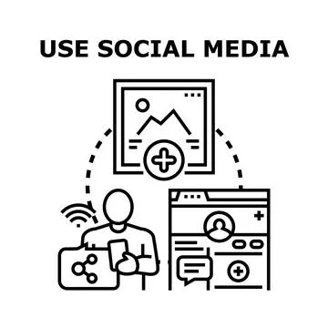 Person using social media platform creating digital content Illustrazione stock
