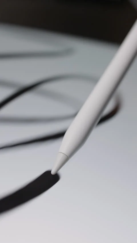 Person Using Stylus For Spontaneous Scribbling On Tablet Video stock 308579977