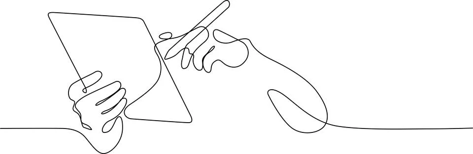 Person using tablet and stylus Vector Illustrazione stock