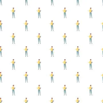 Person using a tablet seamless digital pattern Stock Illustration