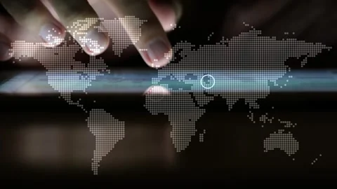 A person is using a tablet with their thumb and index finger Stock Footage 313353784