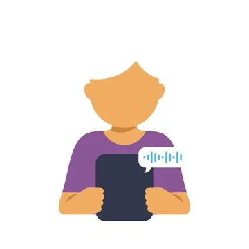 Person using tablet with voice recognition technology illustration 스톡 일러스트