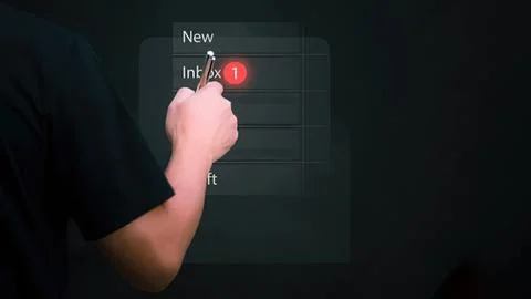 Person using touchscreen device with inbox notification Stock Photos