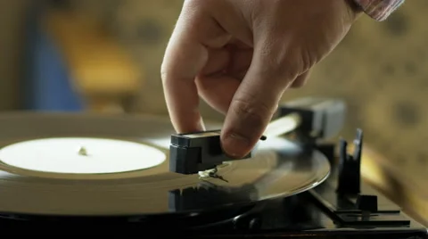 Person using a vinyl record player Stock Footage 67115999