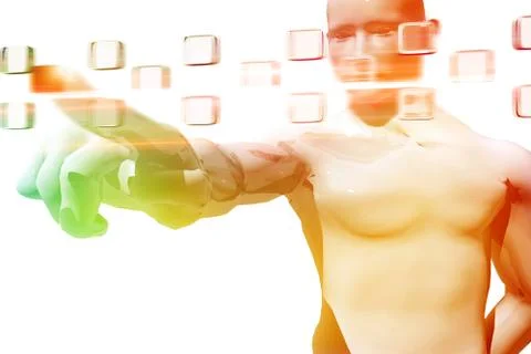 Person using virtual interface Stockillustratie