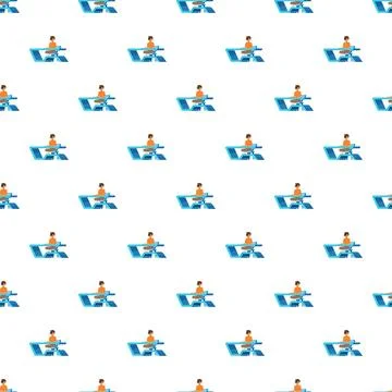 Person using virtual reality glasses seamless pattern イラスト素材