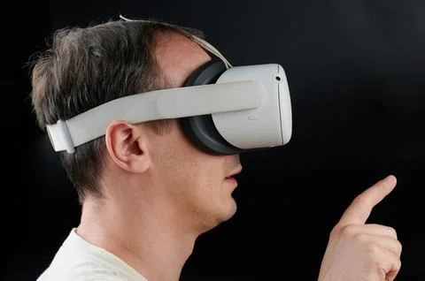 Person using virtual reality goggles Stock Photos