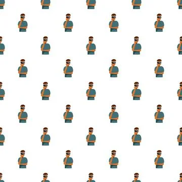 Person using virtual reality headset seamless pattern イラスト素材