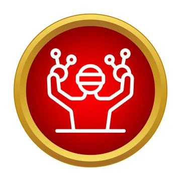 Person using virtual reality headset playing game icon Stock Illustration